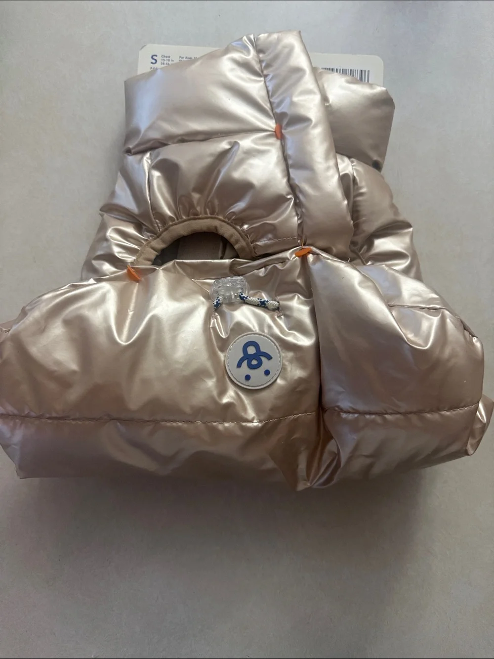 Small Metallic Rose Gold Puffer Dog Jacket